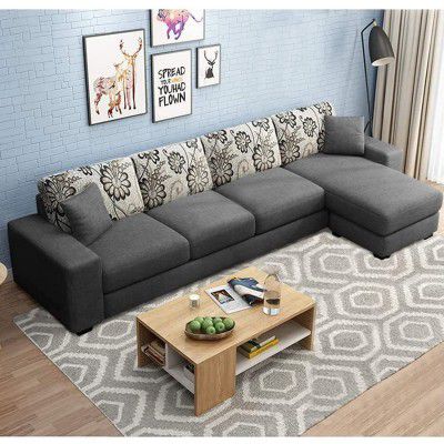 FURNY Berlando Fabric 5 Seater RHS L Shape Sofa Set  