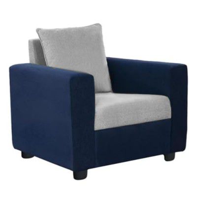 FURNY Dummo Fabric 1 Seater Sofa Set (Light Grey-Blue)
