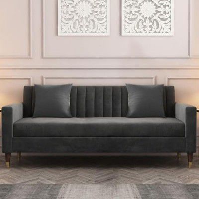 FURNY Gracia 2 Seater Fabric Sofa Set (Grey)