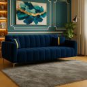 Furny Harmon 3 Seater Fabric Sofa Set (Blue) ...