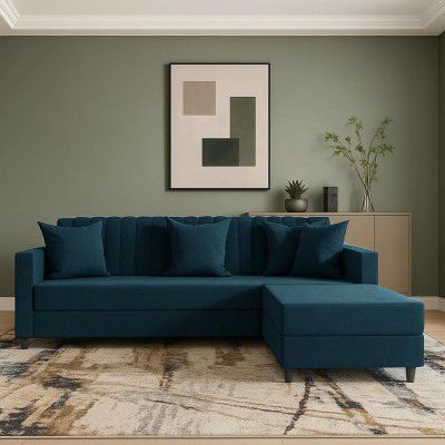 FURNY Koreno 4 Seater L Shape Convertible Sofa Set for Living Room