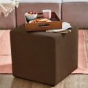 FURNY Layra Pouf in Brown Fabric...