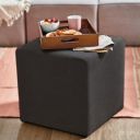 FURNY Layra Pouf in Dark Grey Fabric...