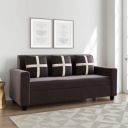 FURNY Lifeona 3 Seater Fabric Sofa Set (Brown)...
