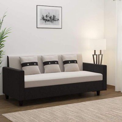 FURNY Lifestylia 3 Seater Fabric Sofa Set (Grey-Black)