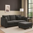 FURNY Premium Ravona 4 Seater Convertible Fabric L Shape Sofa Set...