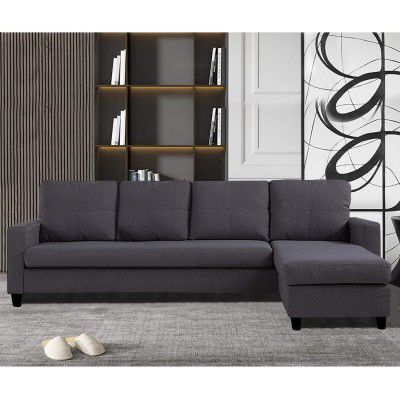 FURNY Santa Clara 5 Seater Fabric Interchangeable L Shape Sofa Set 