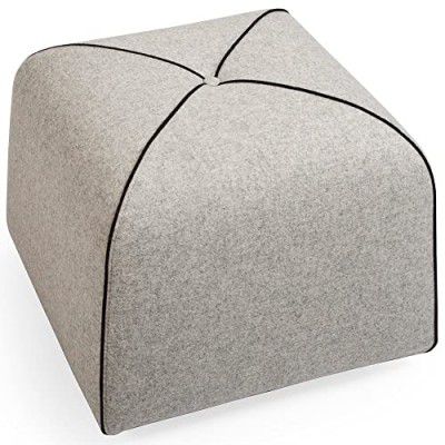 FURNY Suri Poufy in Light Grey Fabric