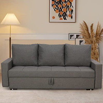 FURNY Victoro 3 Seater Fabric Sofa Cum Bed Set (Grey)