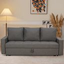 FURNY Victoro 3 Seater Fabric Sofa Cum Bed Set (Grey)...