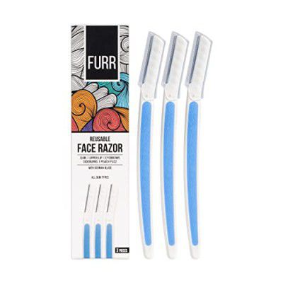 FURR Face Razor Reusable With German Blade For Women Facial Hair- 3 Razors | Comes With Protective Sleeve | For Eyebrows, Upper Lip, Forehead, Peach Fuzz, Chin and Sideburns
