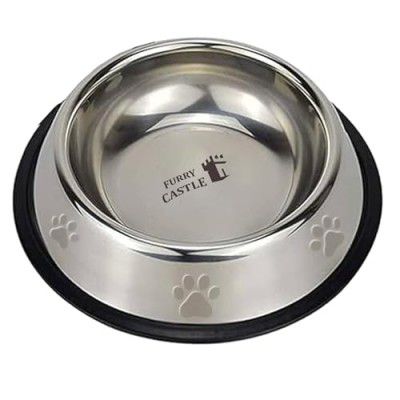 Furry Castle Stainless Steel Dog Bowl, Pet Feeder (Silver, 700ml,Pack of 1)