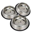 Furry castle Stainless Steel Dog Bowl, Pet Feeder Water Food Bowl Non-Slip Puppy Dishes for Medium to Large Dogs | Bowl with Anti-Skid Rubber Base (Silver, 700ml, Pack of 3)...