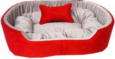 Furry Smile Simple Letest Beds , Sofas & Chair With Haddi For Dog And Cat S Pet Bed (Red & Grey)