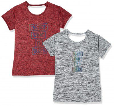 Fusefit Girls Regular T-Shirt (FFA-KG052-02-11-12-1499_Grey Mel 12 Years)