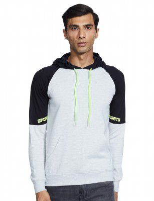Fusefit Men's Fleece Hooded Neck Sweatshirt(FFA-MT053-01_GREY MEL_L)