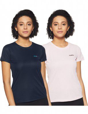 Fusefit Womens Slim fit Sports T-Shirt (FFA-WT023-03_Navy & Pink S)
