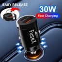 FuseX 30W Fast Car Charger, USB C PD & Dual USB Port Fast Charging Car Adapter, 12V Mobile Charger for Car...