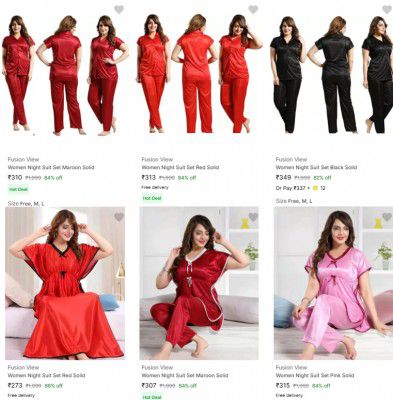 Upto 84% Fusion View Women's Night Suits | Start @310