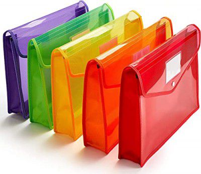 FUTURE X Futurex Envelope Folder,Transparent Poly-Plastic Documents File Storage Bag With Snap Button Certificate File Holder/Document Folder For Certificates A4/Legal/Bag For Document(A Pack Of 5)