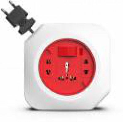 Fybros Crystal Square 2 Pin Extension Flex Box 5 Meter Power Cable with Indicator 3 Socket Extension Boards  (White, Red, 5 m)