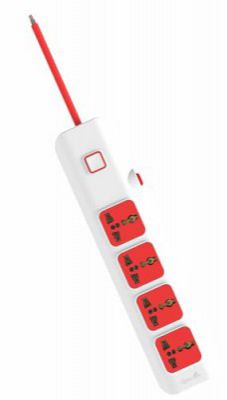 Fybros Electricals Curve 4x1 Heavy-Duty Extension Board Multiple Plug Socket 5 Meter Cord Surge Protector