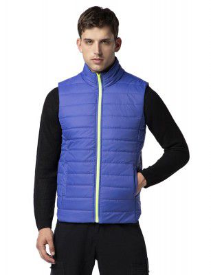 FYLTR Men's Sleeveless Puffer Jacket with Neon Trims - Stand Collar | Winter Jackets for Men