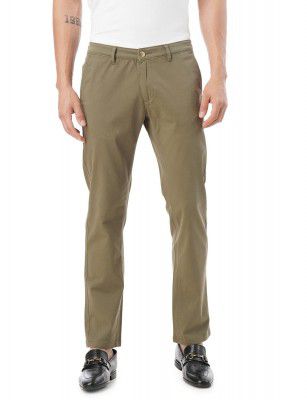 FYLTR Men's Straight Fit Stretch Cotton Khaki Trousers - Soft Handfeel