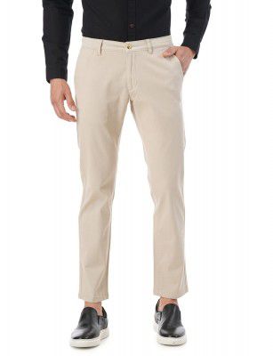FYLTR Men's Straight Fit Stretch Cotton Khaki Trousers - Soft Handfeel