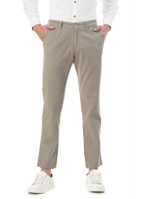 FYLTR Men's Straight Fit Stretch Cotton Khaki Trousers - Soft Handfeel