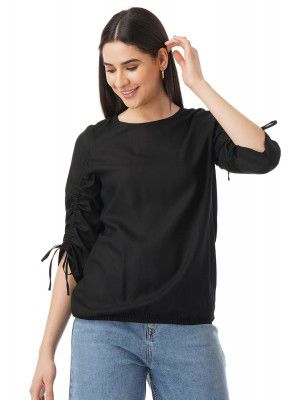 FYLTR Women's Casual Fashion Top with Ruched Sleeves