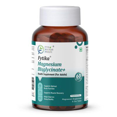 FYTIKA Magnesium Bisglycinate + | High Absorption Chelated Form (PACK OF 1 – 60 TABS)