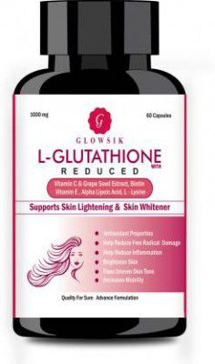 G GLOWSIK L-Glutathione with Vitamin C& E,GrapeSeed,for skin glow , anti-oxidant -60 CAP  (1000 mg)