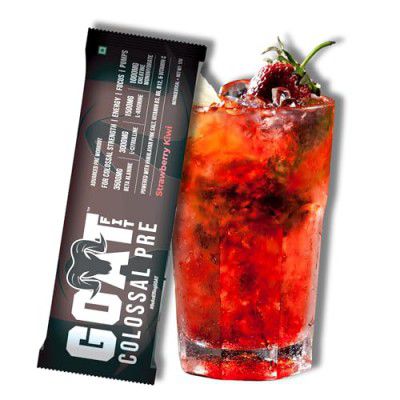 G.O.A.T Fit Colossal Pre | PreWorkout Powder (Strawberry Kiwi, 12gm - Single Serving) 200mg with Himalayan Pink Salt