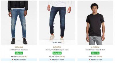G STAR RAW Men Jeans Upto 70% Off