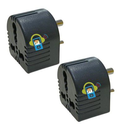 Gadget Wagon 15/16 A to 5/6 A 3 pin Converter Adapter Plug for Heavy appliances Black (2)