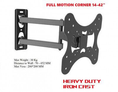 Gadget-Wagon 180 Degree Swivel, 15 Degrees tilt, Full Motion Corner tv Wall Mount