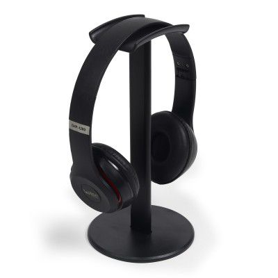 GadgetBite Headphone Stand for Table Desk Aluminum Headphone Holder Gaming Headset Holder for Table Top ABS Solid Base Headphone Accessorie Organiser for PC Office Home Gaming Headsets - Black