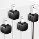 GadgetBite Magnetic Cable Organizer Clips – Self-Adhesive Wire Management Solution for Home and Office (Pack of 4)-Black...