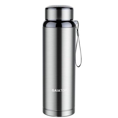 Gaiatop Vacuum Flask, Thermo Stainless Steel Flask Hot Water Tea Coffee Flask Double Wall Bottle 1 Litre (1000ml Silver)