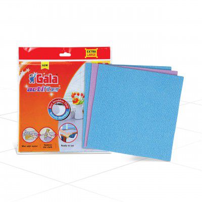 Gala Actifiber Kitchen Sponge Cloth for Table Tops and Glass Wipe (Combination of Microfiber and PVA Cloth) 3 Pcs