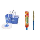 Gala Twin Bucket Spin Mop with 2 Refills and 1 Liquid Dispenser (Blue) and Gala No Dust Floor Broom XL...
