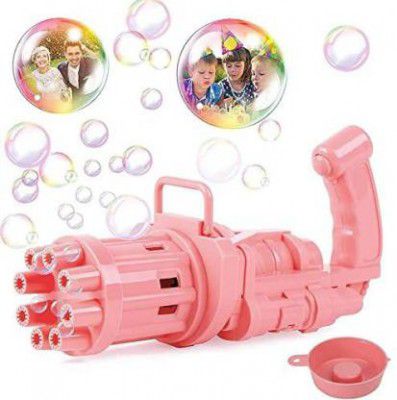 Galactic gatling Bubble Machine Bubbles for Kids Cool Toys Gift Electric Bubble Gun & Toy Gun Outside, 8 Hole Huge Automatic Bubble Maker for Boys and Girls Outdoor, Fan Combo Function, multi color Gu