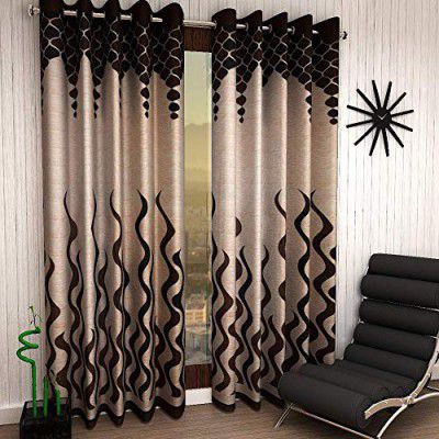 Galaxy Home Decor Modern Wave Panel Polyester Curtains for Door 7 Feet, Brown (Brown, 7 Feet (1 Piece))