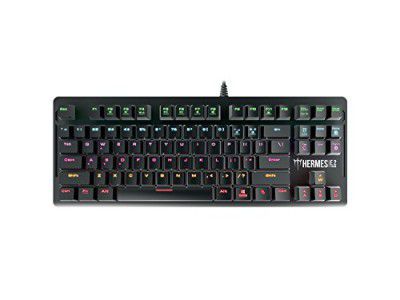 GAMDIAS 7 Colour Backlit Gaming USB Mechanical Keyboard with 87 Keys, Blue Switches, Anti-ghosting, Multimedia Control Key (Multicolour, Hermes E2)