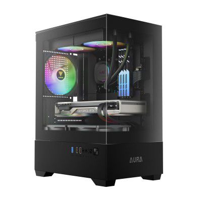 GAMDIAS Aura GC9M Black | Micro Tower Cabinet | Supports Micro-ATX?Mini-ITX | 3 PRE Installed ARGB Fans | Black