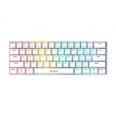 GAMDIAS Hermes USB-A E3 60% RGB Mechanical Gaming White Keyboard 61 Keys Compact Mechanical Keyboard Red Switch