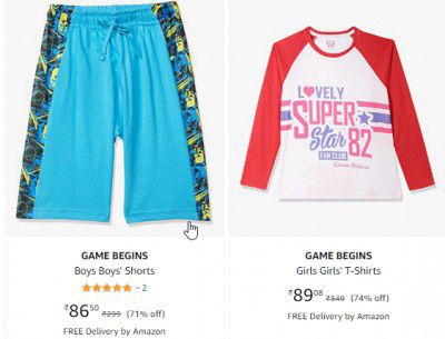 GAME BEGINS Girls Clothing Starts ₹78