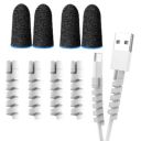 Gaming Finger Sleeve 2 Pair and Charger Cable Protector 1 Pack (4pcs)...