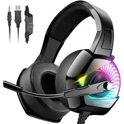 Gaming Headset Wired Gaming Headphone with Microphone, Led Light and Over-Ear